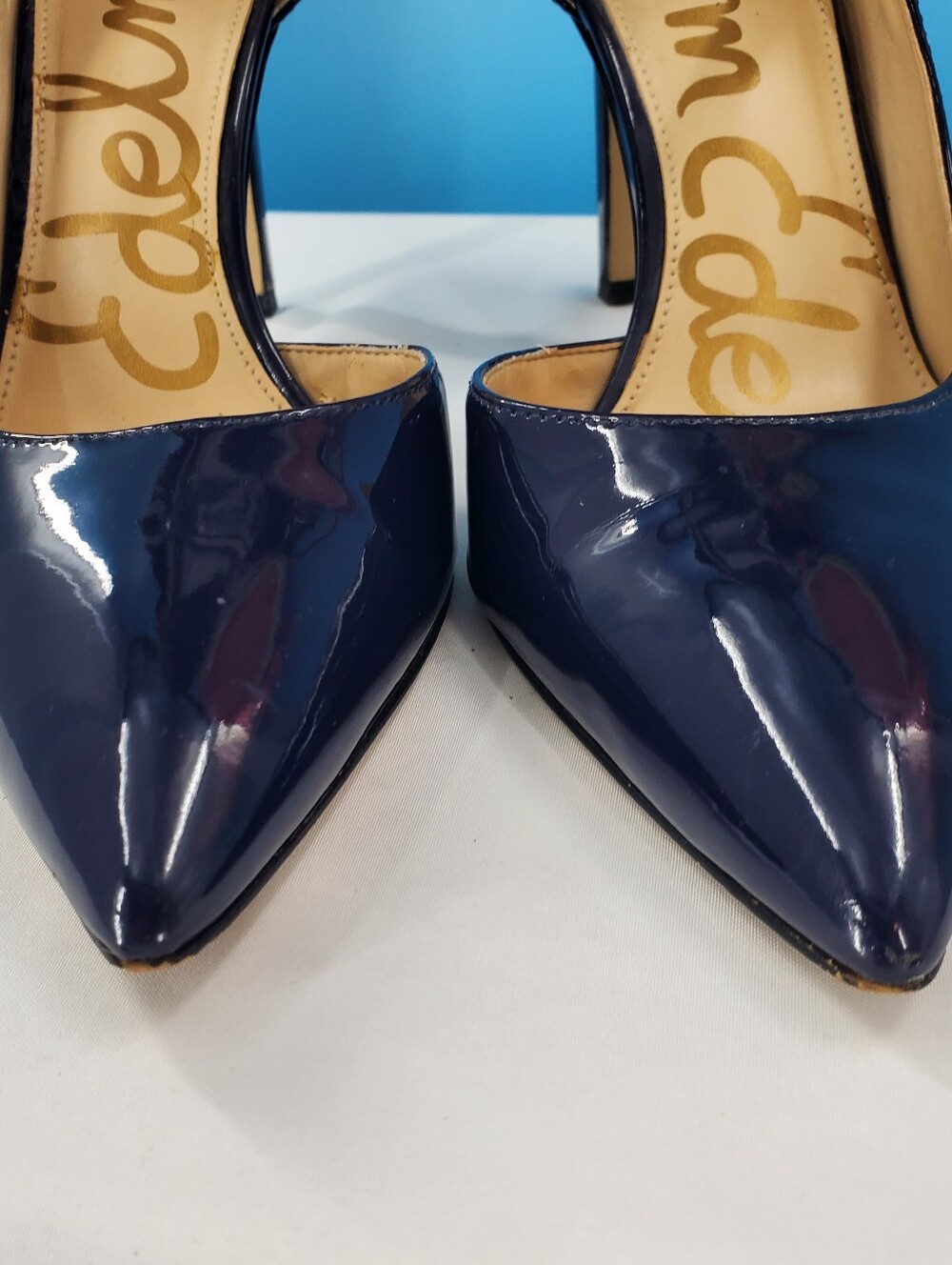 Sam Edelman navy pointed toe heels - Picture 2 of 12
